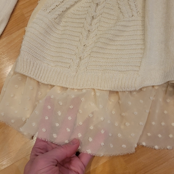 BKE Boutique Boho Open Front Cardigan Sweater Cream Size L - Picture 7 of 9